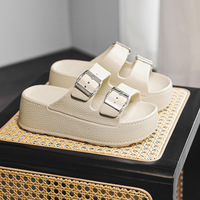 Sandales compensées montantes pour femme, en EVA, imperméables, amortissantes, antidérapantes, hauteur 7 cm, double semelle, pour automne, été, printemps