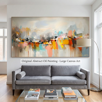 Peinture à l'huile originale abstraite colorée de grande taille, cadre en alliage d'aluminium, taille personnalisable, pour hall d'hôtel