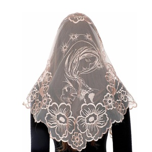 त्रिकोणीय चर्च सिर कवर कढ़ाई शादी के फीता घूंघट - Product Image 3