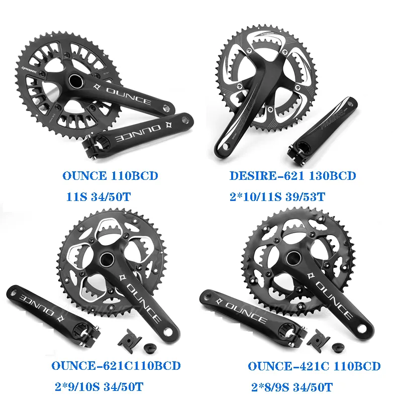 PROWHEEL सड़क साइकिल 110BCD 130 बीसीडी खोखले डबल Sprockets Crankset 170/172.5mm के साथ नीचे ब्रैकेट बी बी हाथ सड़क बाइक Crankset