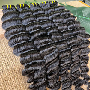 Drops hipping Schuss Echthaar verlängerungen Raw <span class=keywords><strong>Virgin</strong></span> Brazilian Hair Bundle Raw Deep Wave Bundles - Product Image 4