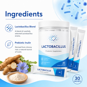 Nouveaux compléments alimentaires de probiotiques lyophilisés Lactobacillus Salivarius Casei Bifidobacterium Lactis en poudre pour adultes - Soutien immunitaire - Product Image 2
