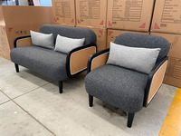 Mobilier commercial moderne pour événements de mariage, style sectionnel, rembourré, avec structure en bois massif et dossier en rotin, en tissu, pour appartements de luxe et centres commerciaux