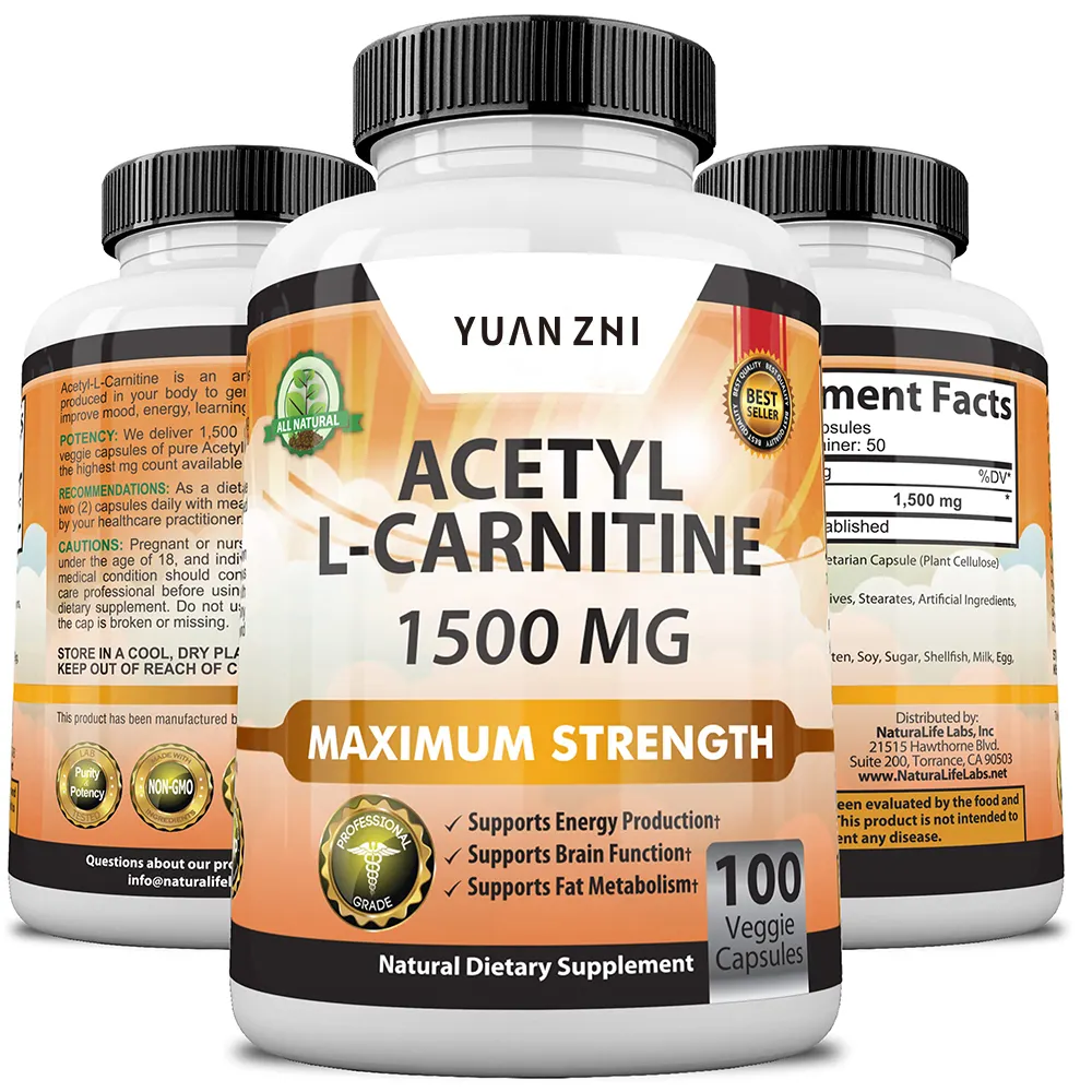 Etiqueta privada Suplemento de L-carnitina de alta calidad Quemar grasa Pérdida de peso Energía Cuidado de la salud natural Cápsulas de L-carnitina