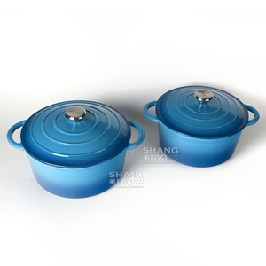Blue Casserole <strong>Dish</strong> Cooking <strong>Stewing</strong> Pot with Lid Bread Baking Roasting <strong>Dish</strong> 26 cm 4.7 L Enamelled Cast Iron Enamel Pot - Product Image 2