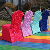 Housses de Chaise Rosette Blanches à Haute ÉLasticité, Tissu Polyester Spandex Extensible, Meilleures Ventes pour Mariages et Hôtels
