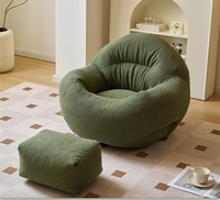 Fauteuil pouf moderne une place en velours côtelé, rembourré de billes de mousse, assise douce et relaxante pour salon