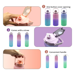 Tùy Chỉnh Motivational Chai Nước Đặt Nhựa Uống Chai Đen Trio 3 Trong 1 Chai Nước Bằng Nhựa Cho Phòng Tập Thể Dục Thể Thao - Product Image 6