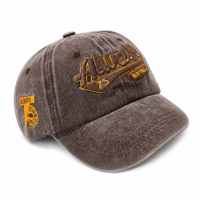 Gorra de béisbol marrón lavada y desgastada, ajustable, estilo casual para exteriores, de seis paneles, OEM al por mayor