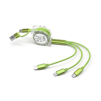 Cable Plano USB TPE Retráctil 5 en 1 con Logotipo Personalizado, Carga Rápida, 1M, Regalo Promocional para iPhone, Android, Tipo-C, Micro