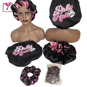 MUYANG Custom logo Silk Satin Hair Round <b>Bonnet</b> African Print Double Layer - Product Image 5