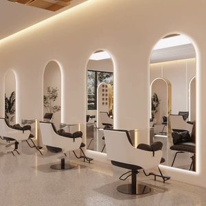 Sıcak satış Salon mobilya berber dükkanı Led ışıkları ile özel ayna kuaför duvar aynası Salon ekipmanları - Product Image 5