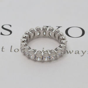 Paston Custom <span class=keywords><strong>Moissanite</strong></span> Ringen 3*5Mm D Vvs Ovale <span class=keywords><strong>Moissanite</strong></span> Eternity Ring S925 Sterling Zilver/<span class=keywords><strong>K</strong></span> Goud <span class=keywords><strong>Moissanite</strong></span> Ring - Product Image 5