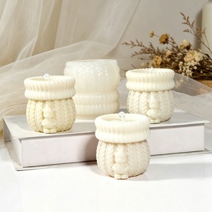 Bear Relief Jar Shaped Scented <b>Candle</b> <b>Mold</b> Silicone <b>Mold</b> For DIY <b>Candle</b> Making Christmas Decor White Pillar Shape - Product Image 1
