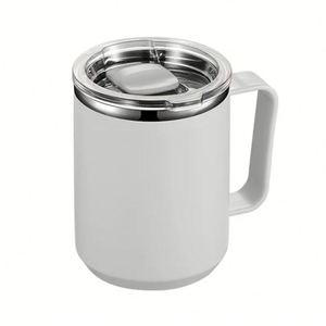 Mug à café en acier inoxydable 450 ml, acier inoxydable 304, double paroi, isolé sous vide, avec poignée et couvercle, pour café, thé, bureau - Product Image 6