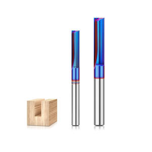 Mata bor CNC 1/4 inci, batang 2 galur TCT Mortising, sayap ganda, mata lurus Nano biru, alat pertukangan - Product Image 1