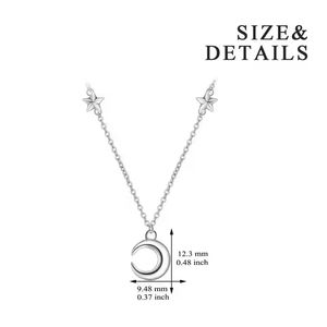 Gioielli dell'amicizia 925 collana pendente con stella della <span class=keywords><strong>luna</strong></span> in argento Sterling placcato in rodio della mappa del mondo - Product Image 4