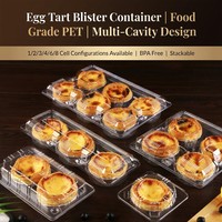 Boîte d'emballage alimentaire en PET de qualité alimentaire pour tartelettes aux œufs, boîte d'emballage jetable en blister avec cavités, boîte d'emballage alimentaire empilable