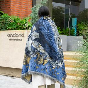 Nhanh chóng tùy chỉnh màu xanh đại bàng nền dệt 100% Polyester bốn mùa phong cách Châu Âu-mỹ tấm thảm chăn tạo ra - Product Image 3