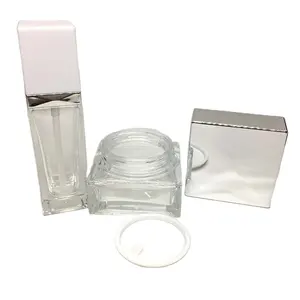 方形玻璃制品化妆品面霜罐和玻璃瓶化妆品护肤30g 50g