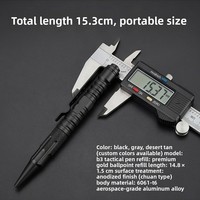 Stylo tactique multifonctionnel industriel d'extérieur en alliage d'aluminium, brise-vitre, lampe de survie, anti-camping, garantie 3 ans, directement de l'usine