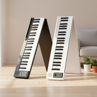 Piano numérique électronique portable pliable 88 touches personnalisable, léger (5 kg), rechargeable, 127 rythmes, 79 morceaux de démonstration, en plastique