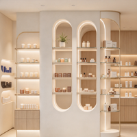 Aménagement intérieur de boutique de parfums de luxe, présentoirs de vente au détail sur mesure, armoire à parfums murale en bois, solution clé en main avec éclairage LED