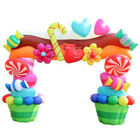 Arche gonflable géante en forme de canne à sucre pour Noël, avec éclairage LED, pour décoration