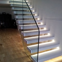 DAIYA USA Floating OAK Escalier Led Lampe pour Escalier 12v avec Garde-Corps en Verre Trempé