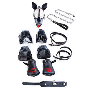 Ensemble d'entraînement d'habitudes rampantes chiot jouer chien esclave genou coude entraînement mitaines <span class=keywords><strong>de</strong></span> retenue BDSM fétiche capuche <span class=keywords><strong>Bondage</strong></span> masque chien costume - Product Image 3