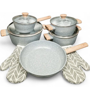 High Quality Modern <b>Ceramic</b> Coated 9-Piece Aluminum Alloy Induction Ready Non-stick Oven Dishwasher Safe Forged Cookware Set - Product Image 6