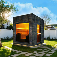Harga Pabrik Sauna Kubus Luar Ruangan Mewah untuk 4 Orang, Ruangan Kayu Cedar Merah Kanada dengan Tungku Harvia