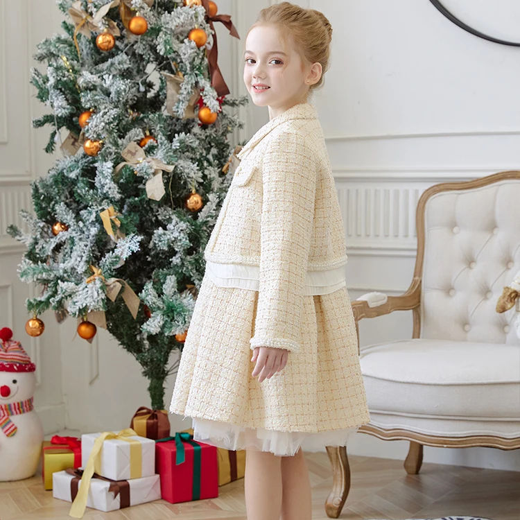 Winter Children's Clothing Set Dress With Long Sleeve Coat Two Pieces Set  Kids Clothes High Quality Birthday Party Girl Dresses| Alibaba.com