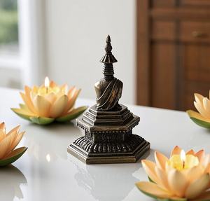 Ofrendas de budismo tibetano, arte religioso meditativo y estupas de cobre coleccionables - Product Image 4