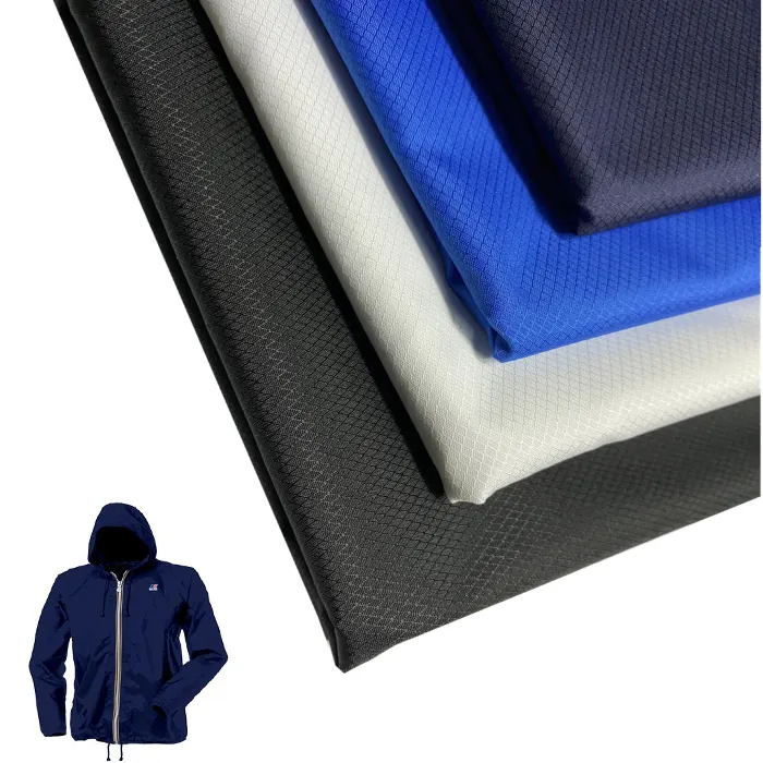 240T waterproof poly diamond ripstop pongee with milky PU coated polyester windbreaker jacket fabric for spring windbreaker