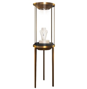 <span class=keywords><strong>Vitrina</strong></span> cilíndrica de bronce personalizada para joyería, exhibidor de <span class=keywords><strong>cristal</strong></span> premium para colecciones exclusivas - Product Image 1