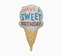 Ballon en aluminium mat crème, thème desserts (gâteau, crème glacée), appareil photo, chapeau d'anniversaire, Glabos, pour table d'anniversaire esthétique et accessoire photo