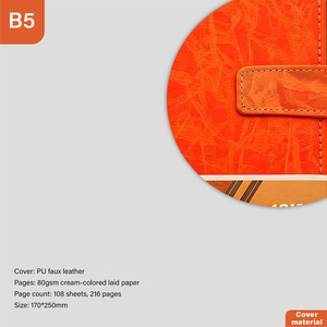 Cuaderno B5 con cierre de botón a presión, papel crema rayado, clásico, vintage, elegante, profesional - Product Image 6