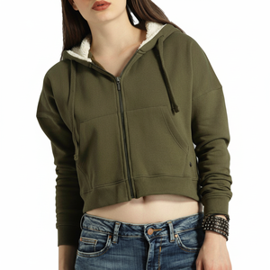 Nuevo suéter holgado de invierno con capucha, sudaderas gruesas de algodón, fabricación de diseño de Top corto para mujer - Product Image 1