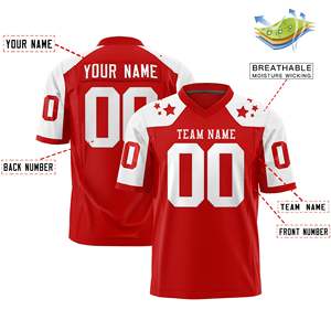 Maillot de football américain personnalisé rouge et blanc avec motif d'étoile sur l'épaule - Product Image 2