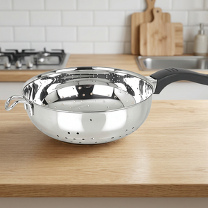 Stainless Steel <b>Colander</b> With <b>Plastic</b> Handle Durable Strainer For Kitchen Use - Product Image 5