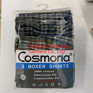 Boxer da <span class=keywords><strong>Uomo</strong></span> a Vita Media in Cotone con Stampa a Quadri, Intimo Traspirante, Slip Maschili - Product Image 2