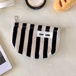 Wholesale Small Moq Custom Logo Printed Herringbone Fabric Toiletry Pouch Portable Striped <b>Cosmetics</b> Wash <b>Bag</b> - Product Image 2