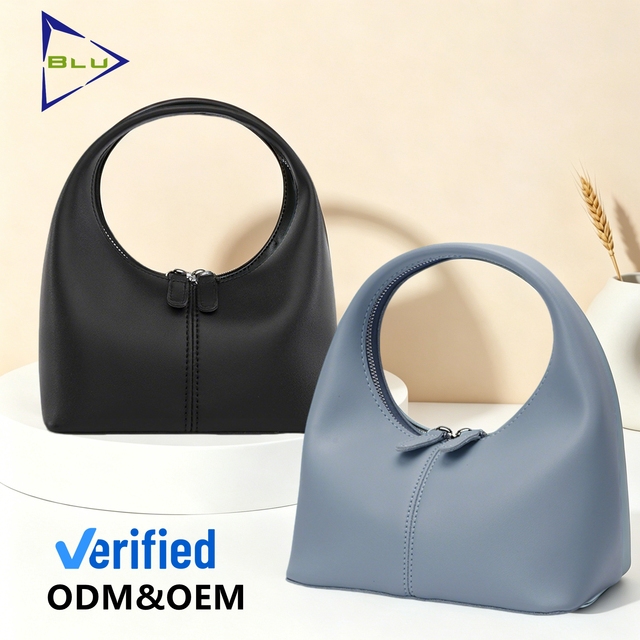 BLU Leather Custom Logo Leather Bags Purse Solid Color Shoulder Bags New Cute Women's Leather Hand Bags Small Handbags for Women