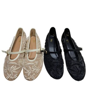 Scarpe da <span class=keywords><strong>donna</strong></span> da <span class=keywords><strong>donna</strong></span> 2025 scarpe singole da <span class=keywords><strong>donna</strong></span> con fondo piatto ricamato a maglia floreale bianco - Product Image 5