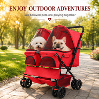 Poussette double pour animaux de compagnie, pliable, réglable, en tissu Oxford, chariot de voyage à 4 roues pour petits animaux, voyages en plein air, camping