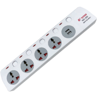 Stop Kontak Ekstensi 4 Lubang Putih ABS/Plastik 5 Stop Kontak AC 2 Port USB Fitur Uji Mandiri 13A CE untuk Rumah Modern Minimalis