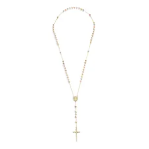 All'ingrosso originale croce tendenza 18K <span class=keywords><strong>oro</strong></span> <span class=keywords><strong>placcato</strong></span> in ottone cattolico collana religiosa <span class=keywords><strong>rosario</strong></span> Design semplice con zircone pietra principale - Product Image 1