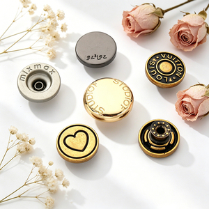 Handmade Eco-Friendly Decor Round Zinc Alloy 2-Holes <b>Buttons</b> High Polished Gold Plated Custom Embossed Logo Brass Shank Craft - Product Image 2