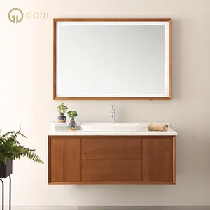 GODI Hotel project-tocador de baño con espejo, mueble de baño de madera, tocador de lujo, Unidad de tocador